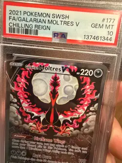 Pokemon SWSH Galarian Moltres V Chilling Reign 177 PSA 10 - Image 3