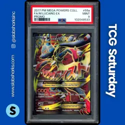 2017 POKEMON XY FURIOUS FISTS MEGA POWERS COLL PROMO #55A/111 M LUCARIO EX PSA 9 - Image 1