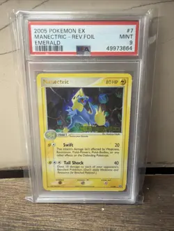 2005 POKEMON EX EMERALD #7 MANECTRIC-REVERSE FOIL PSA 9 - Image 1