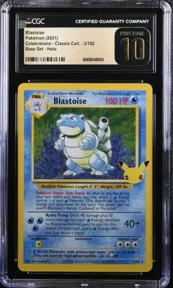 CGC 10 PRISTINE Blastoise Holo 2/102 Celebrations Classic Collection Pokemon - Image 1