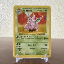 Pokemon Nidorino 037/102 Base Set Shadowless Uncommon 60 HP Stage 1 - Image 1