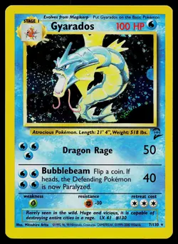 Pokemon Card - Gyarados SWIRL Base Set 2 7/130 Holo Rare - Image 1