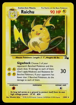 Pokemon Card - Raichu Fossil 14/62 Holo Rare - Image 1