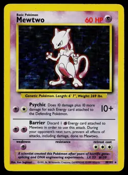 Pokemon Card - Mewtwo Base Set Unlimited 10/102 Holo Holo Rare - Image 1