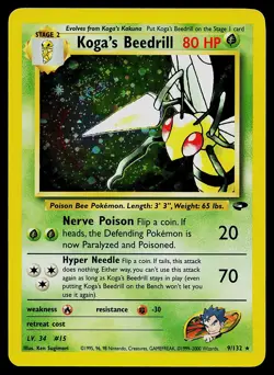 Pokemon Card - Koga's Beedrill SWIRl Gym Challenge 9/132 Holo Rare - Image 1