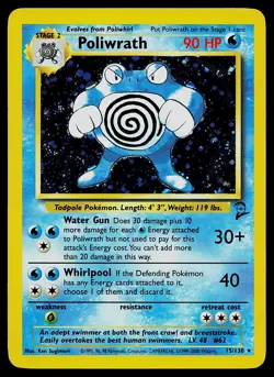 Pokemon Card - Poliwrath Base Set 2 15/130 Holo Rare - Image 1