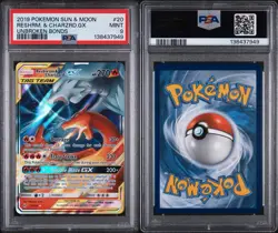 Pokemon TCG Reshiram & Charizard GX Holo Card 20/214 Unbroken Bonds PSA 9 - Image 1