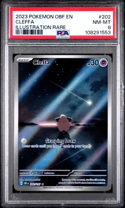 2023 POKEMON OBF EN-OBSIDIAN FLAMES ILLUSTRATION RARE #202 CLEFFA PSA 8 - Image 1