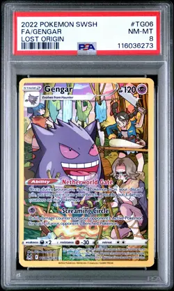 2022 POKEMON SWORD & SHIELD LOST ORIGIN #TG06 FULL ART/GENGAR PSA 8 - Image 1