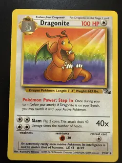Pokemon TCG - Dragonite Unlimited Rare – Fossil – Lightly Played - Image 1