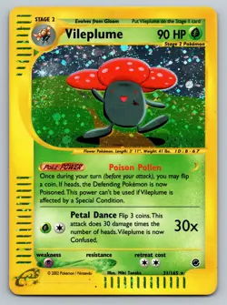 Pokemon TCG Vileplume 31/165 Holo Expedition Base Set DAMAGED CREASES - Image 1