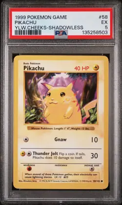 1999 Pikachu 58 Pokemon Game PSA 5 - Image 1