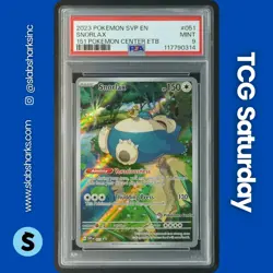 2023 POKEMON SV BLACK STAR PROMOS #051 POKEMON CENTER ETB SNORLAX PSA 9 - Image 1