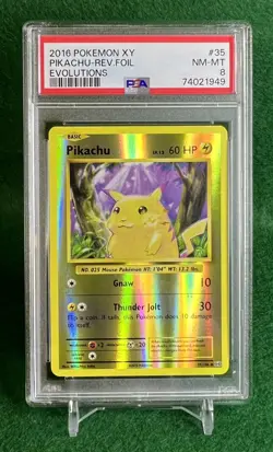 2016 Pokemon XY Pikachu Reverse Foil Evolutions #35/108 PSA NT-MT 8 - Image 1