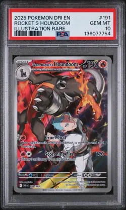 2025 POKEMON DRI EN-DESTINED RIVALS #191 TEAM ROCKET'S HOUNDOOM PSA 10 - Image 1