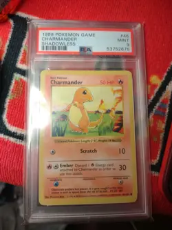 1999 Pokemon Game Shadowless Charmander PSA 9 🔥 - Image 1