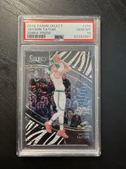 2018 Panini Select - Jayson Tatum Zebra Prizm #255 PSA 10 CASE HIT - Image 1
