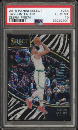 2018 Panini Select - Jayson Tatum Zebra Prizm #255 PSA 10 CASE HIT - Image 2