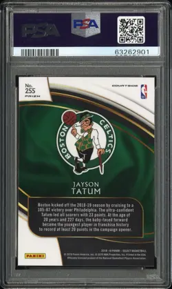 2018 Panini Select - Jayson Tatum Zebra Prizm #255 PSA 10 CASE HIT - Image 4