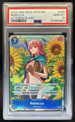 2025 One Piece Royal Blood OP10 Rebecca Super Rare #OP10-058 PSA 10 GEM MINT - Image 1