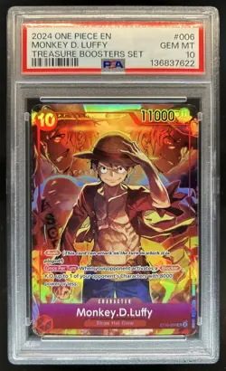 2024 One Piece Treasure Booster Set Monkey D Luffy #ST10-006 PSA 10 GEM MINT - Image 1