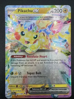 2024 POKEMON CARD TCG PIKACHU EX 057/191 Ultra Rare Surging Sparks - Image 1