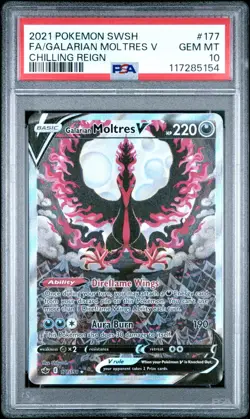 Pokemon Galarian Moltres V 177/198 Full Art SWSH Chilling Reign PSA 10 GEM MINT - Image 1