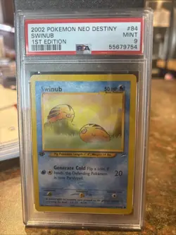 2002 POKEMON NEO DESTINY 1ST ED #84 SWINUB PSA 9 - Image 1