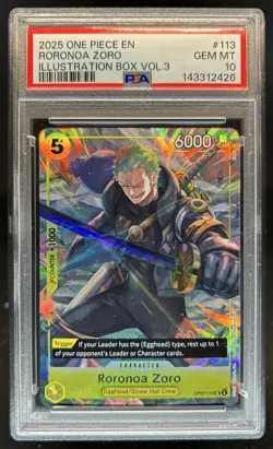 2025 One Piece Illustration Box Vol.3 Roronoa Zoro Promos #OP07-113 PSA 10 - Image 1