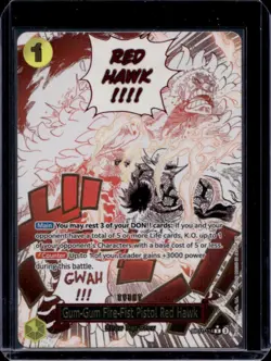 2025 One Piece Gum-Gum Fire-Fist Pistol Red Hawk Rare Alternative Art #OP11-114 - Image 1