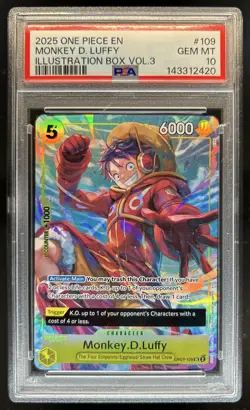 2025 One Piece Illustration Box Volume 3 Monkey D Luffy #OP07-109 PSA 10 - Image 1