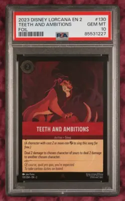 2023 Disney Lorcana Rise of the Floodborn Teeth and Ambitions #130 Foil PSA 10 - Image 1