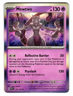 Mewtwo Holo Rare 150/165 Pokemon 151 Card TCG - Image 1