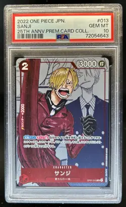 2022 One Piece Premium Card 25th Anniversary Sanji Promos #OP01-013 PSA 10 - Image 1