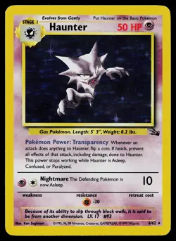 Pokemon Card - Haunter Fossil 6/62 Holo Rare - Image 1