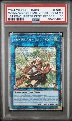 Wynn the Wind Charmer, Verdant Yugioh 2024 RA03-EN079 QCR 1st Edition PSA 10 - Image 1