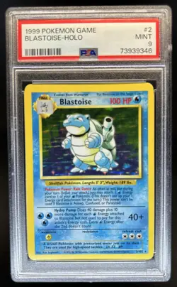 1999 Pokemon Unlimited Blastoise Rated Rookie Error Card Rare Holo #2/102 PSA 9 - Image 1