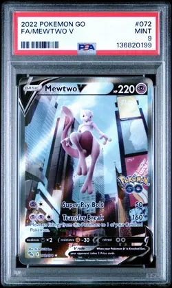 Pokemon GO Mewtwo V 072/078 Full Art Ultra Rare Holo PSA 9 2022 - Image 1