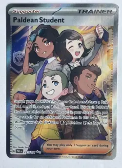 Pokemon Paldean Student 231/091 Paldean Fates Ultra Rare Full Art Trainer - Image 1