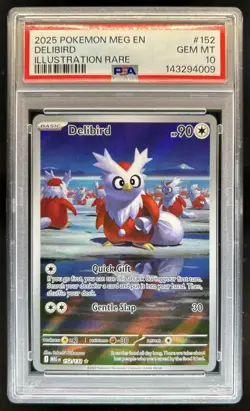 2025 Pokemon Mega Evolution Delibird Illustration Rare #152/132 PSA 10 GEM MINT - Image 1