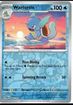 2023 Pokemon Wartortle 008/165 Reverse Holo Scarlet Violet 151 MEWen English - Image 1