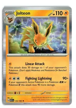 Jolteon 135/165 151 HOLO RARE Pokemon TCG NM - Image 1