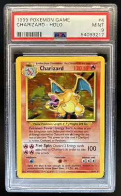 1999 Pokemon Unlimited Charizard Rare Holo #4/102 PSA 9 - Image 1