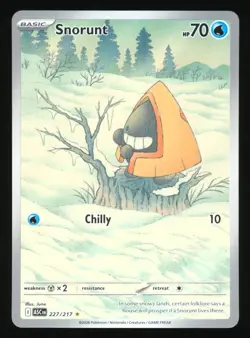 POKEMON ASCENDED HEROES SNORUNT ILLUSTRATION RARE FULL ART HOLOFOIL 227/217 - Image 1