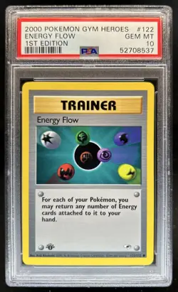 2000 Pokemon Gym Heroes 1st Edition Energy Flow #122/132 PSA 10 GEM MINT - Image 1