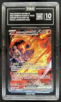 2025 Pokemon Destined Rivals Team Rocket's Moltres ex #229/182 TAG 10 - Image 1