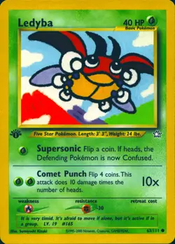 LEDYBA 63/111 COMMON NEO GENESIS POKEMON 1ST EDITION MP - Image 1