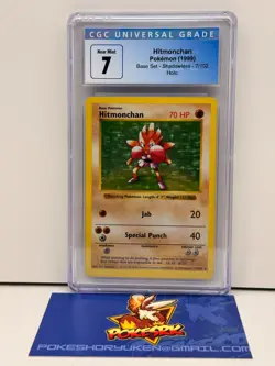Pokemon 1999 CGC 7 Base Set Shadowless Hitmonchan Holo 7/102 - Image 1