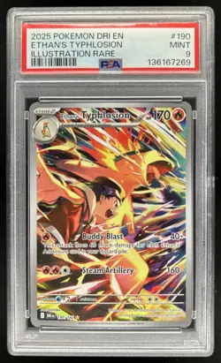 2025 Pokemon Destined Rivals Ethan's Typhlosion Illustration Rare #190/182 PSA 9 - Image 1