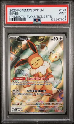 2025 POKEMON SVP EN-SV BLACK STAR PROMO PRISMATIC EVOLUTIONS ETB 173 EEVEE PSA 9 - Image 1
